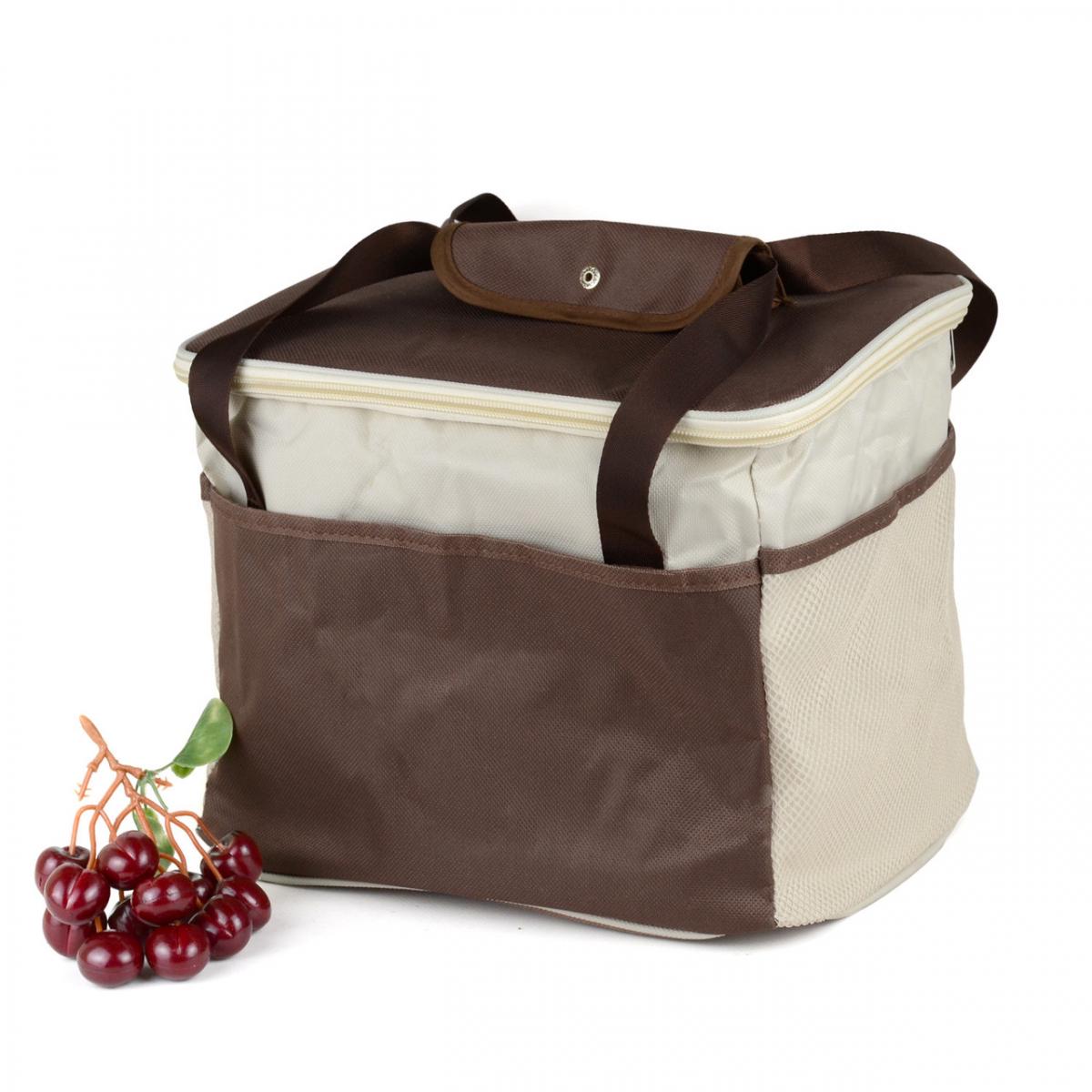 Сумка-холодильник-термобокс 12 л двойная молния боковые карманы 29х22х20 см Коричневый (ТС-142-24) - фото 5 Сумка-холодильник-термобокс 12 л двойная молния боковые карманы 29х22х20 см Коричневый (ТС-142-24) - фото 5