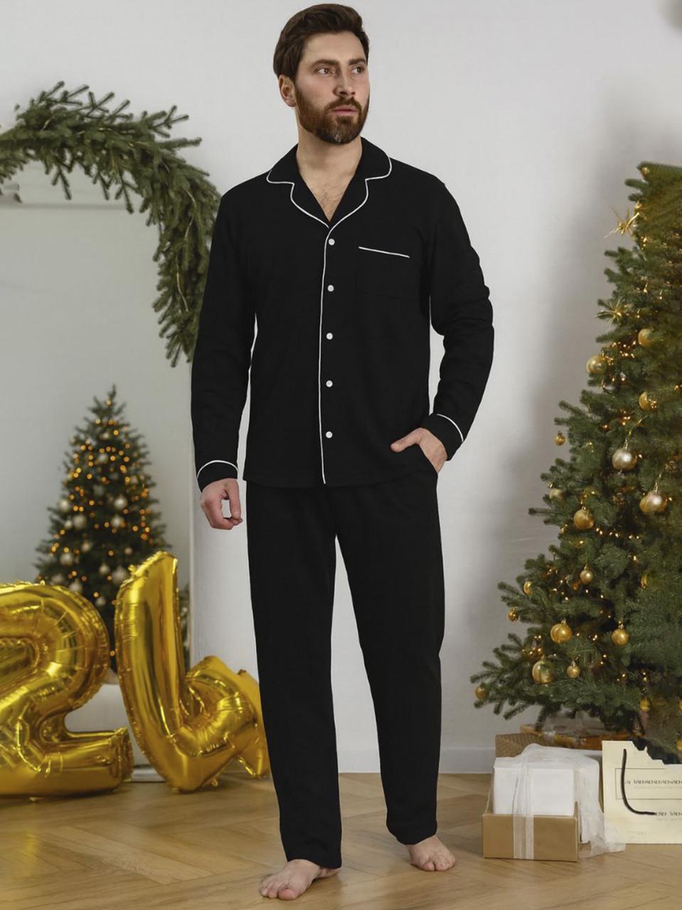 Пижама мужская Libertine рубашка/штаны хлопковая M Черный (1608/16002)