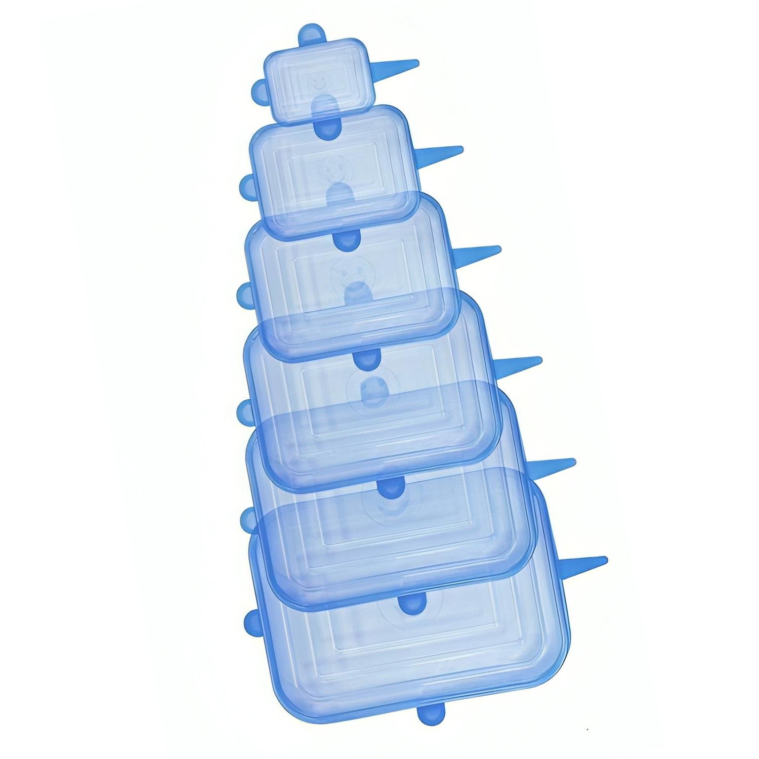 Набір універсальних прямокутних силіконових кришок 6 шт. Синій (1842828258) - фото 1 Набір універсальних прямокутних силіконових кришок 6 шт. Синій (1842828258) - фото 1