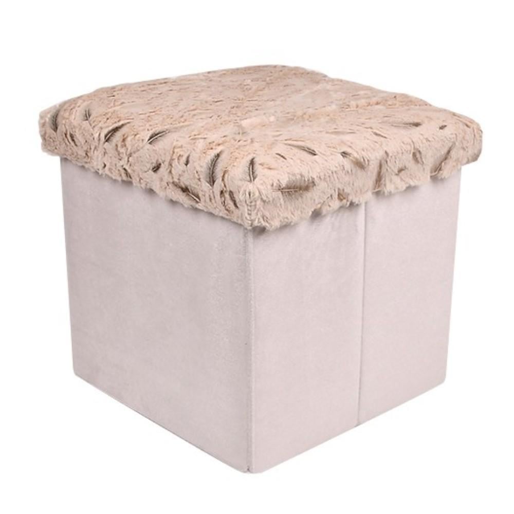 Пуф-тумба Stenson Plush R33442 с крышкой мягкий 35x35x35 см Бежевый (R33442)