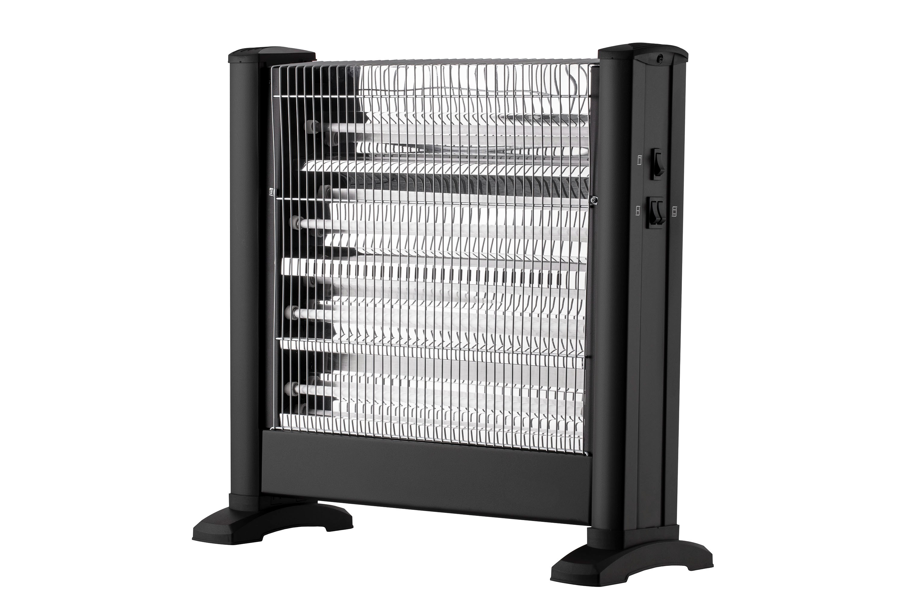 Инфракрасный обогреватель кварцевый напольный с термостатом для дома и гаража 2,2 кВт Черный (IHS-22001)