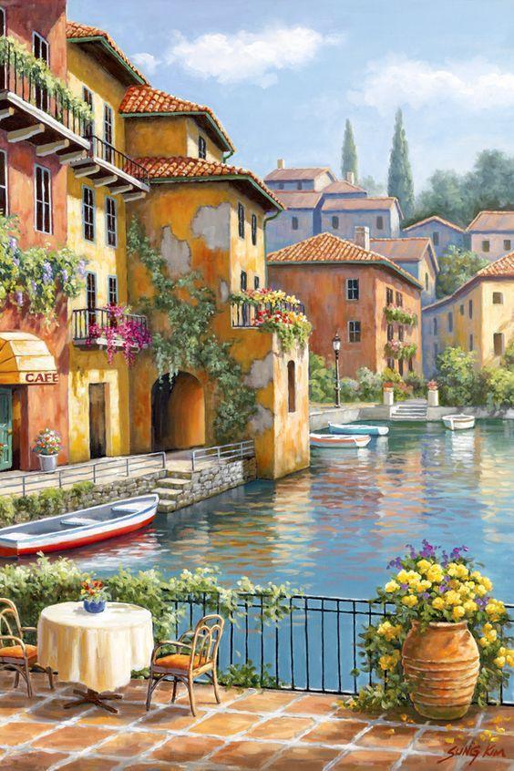 Алмазная мозаика В кафе на набережной 40x60 см (DM.072)