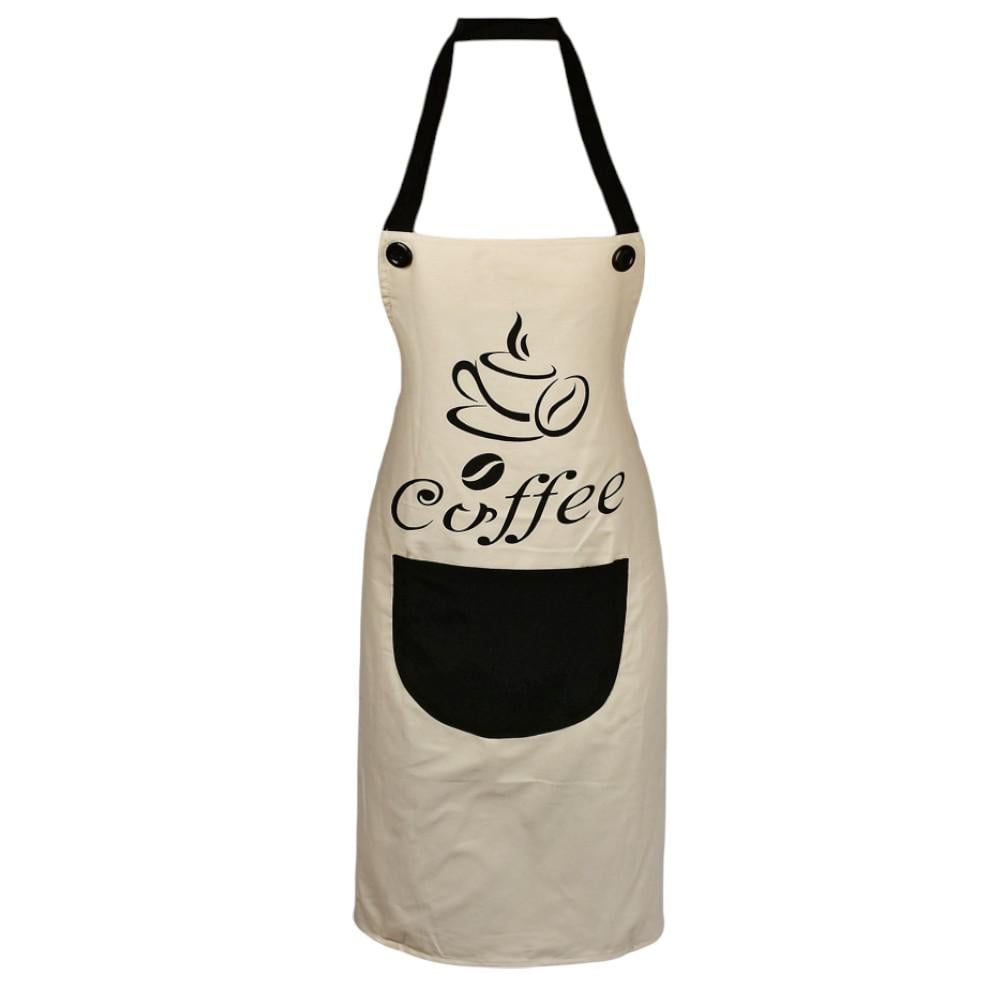 Фартух кухонний з кишенею Coffee R32607 72х65 см Бежевий з чорним (e0205260) Фартух кухонний з кишенею Coffee R32607 72х65 см Бежевий з чорним (e0205260)