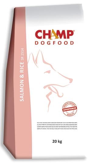 Корм для собак Champ Premium Salmon&Ricе Преміальний лосось і рис для собак з проблемами шерсті 10 кг