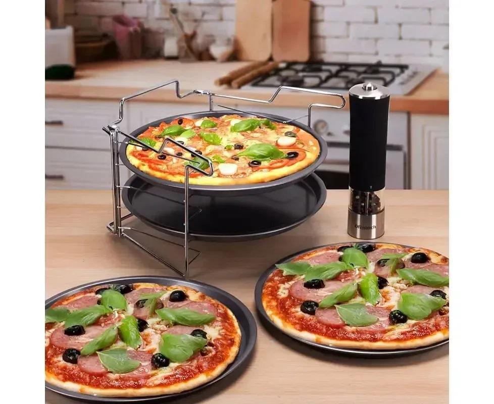 Набір форм для запікання піци Kamille КМ-6045 із вуглецевої сталі 30 см Сірий (150-84-6045) - фото 5