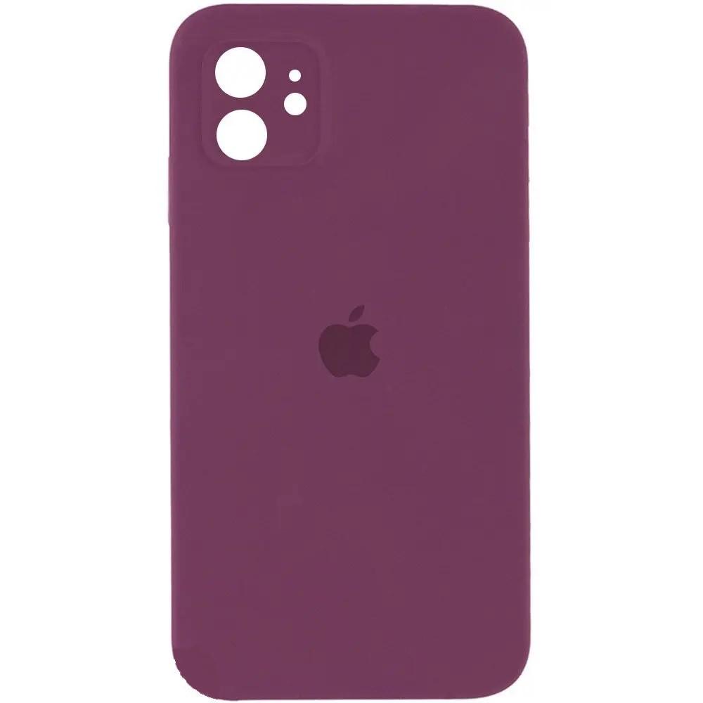 Силиконовый Чехол Накладка с Квадратными Бортиками Silicone Case для iPhone 11 Marsala - фото 1