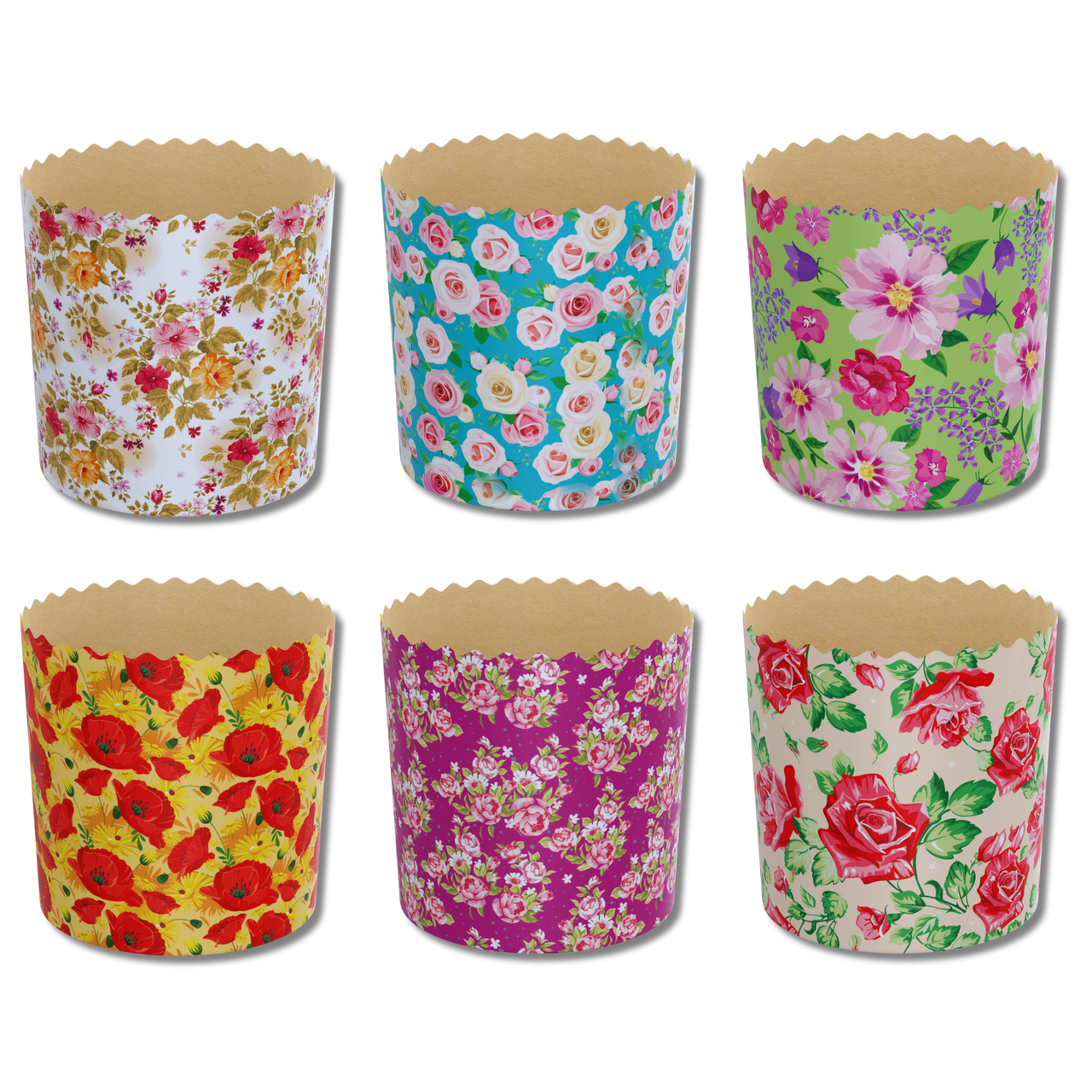 Форма для кулича Good Baking с цветами 110х85 мм 50 шт. Светло-коричневый микс (PS108)