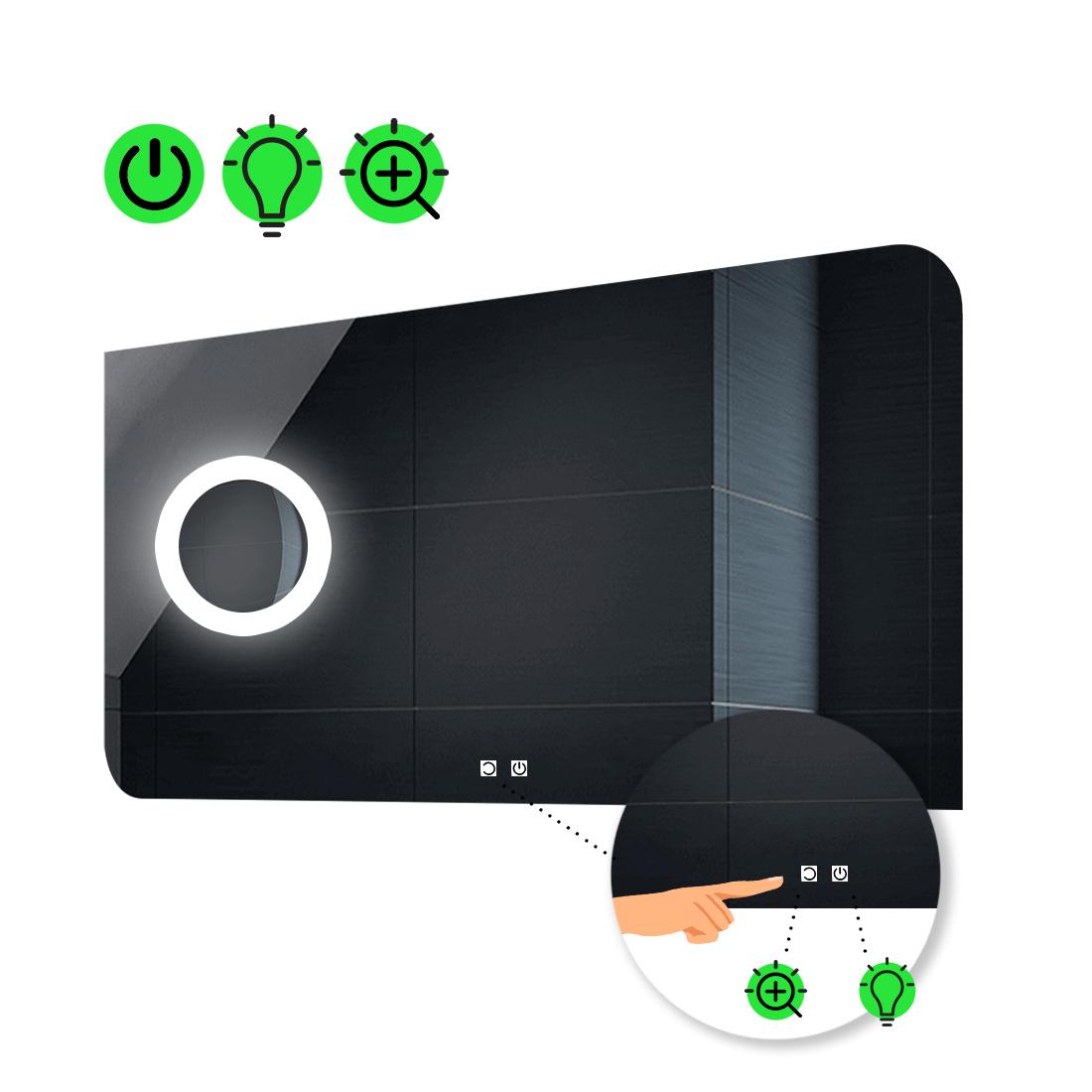 LED-зеркало 70x60 см с двумя сенсорами и линзой с подсветкой модель Simona (Simonag14) LED-зеркало 70x60 см с двумя сенсорами и линзой с подсветкой модель Simona (Simonag14)