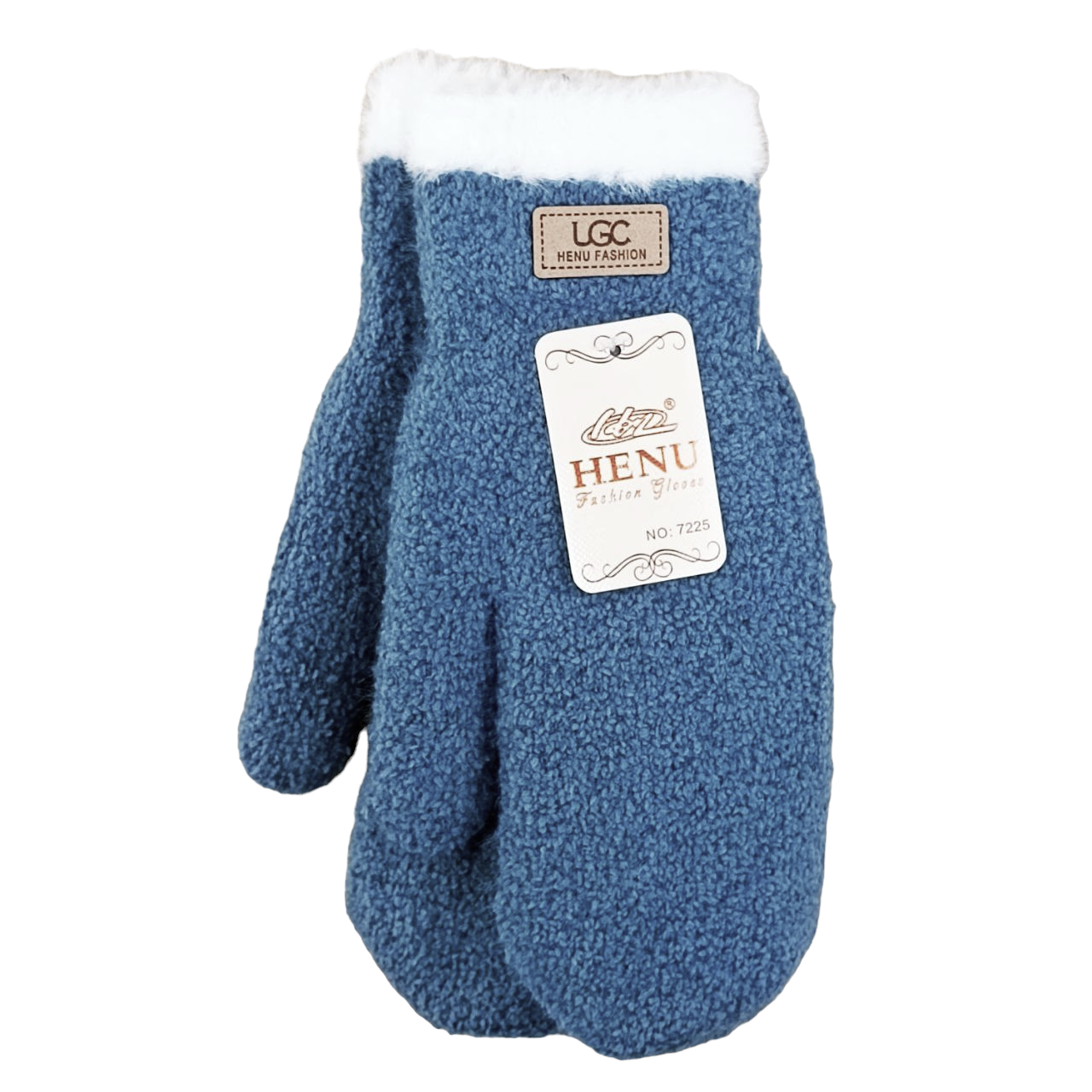 Перчатки женские Тедди с мехом M-L Синий (47212)