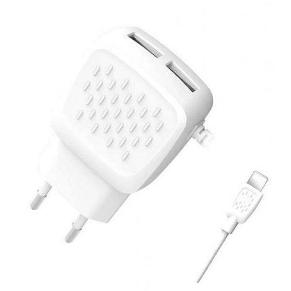 Зарядное устройство Xo L51 2xUSB 2,1А Lightning White
