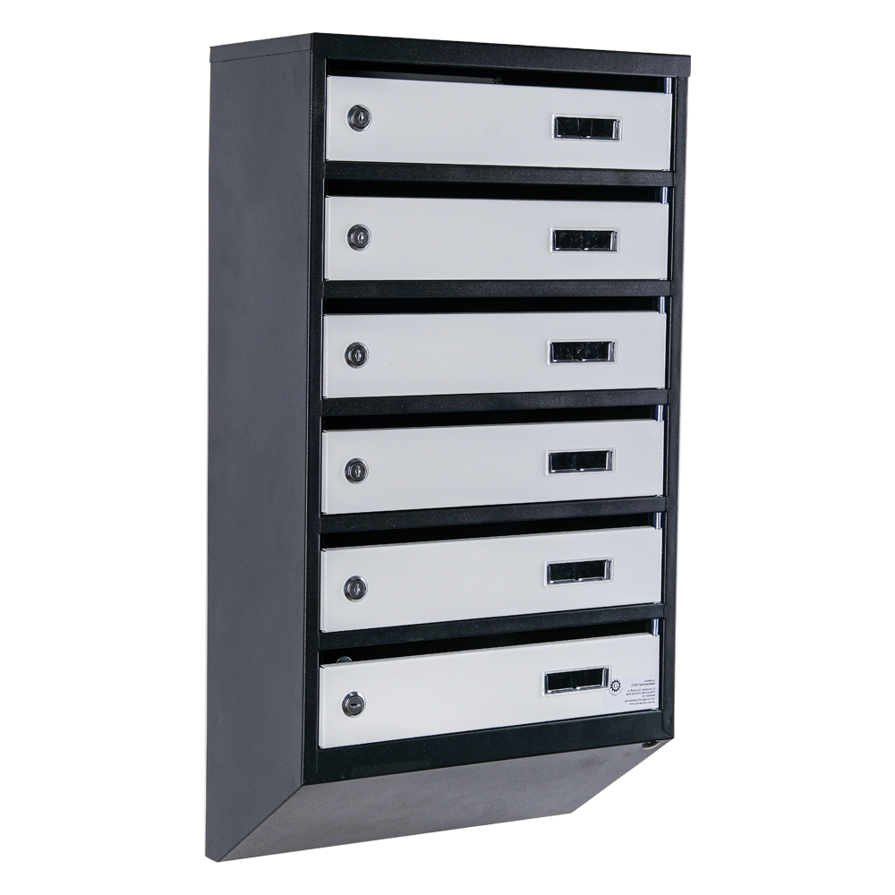 Почтовый ящик многосекционный ЯП06А 6-ячеек с замками Черный/Серый (21005110)