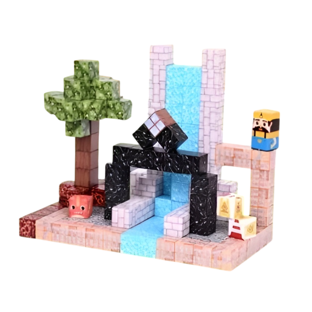 Конструктор магнитный Minecraft Водопад, Пещера и Магма магнитные блоки майнкрафт 128 кубиков