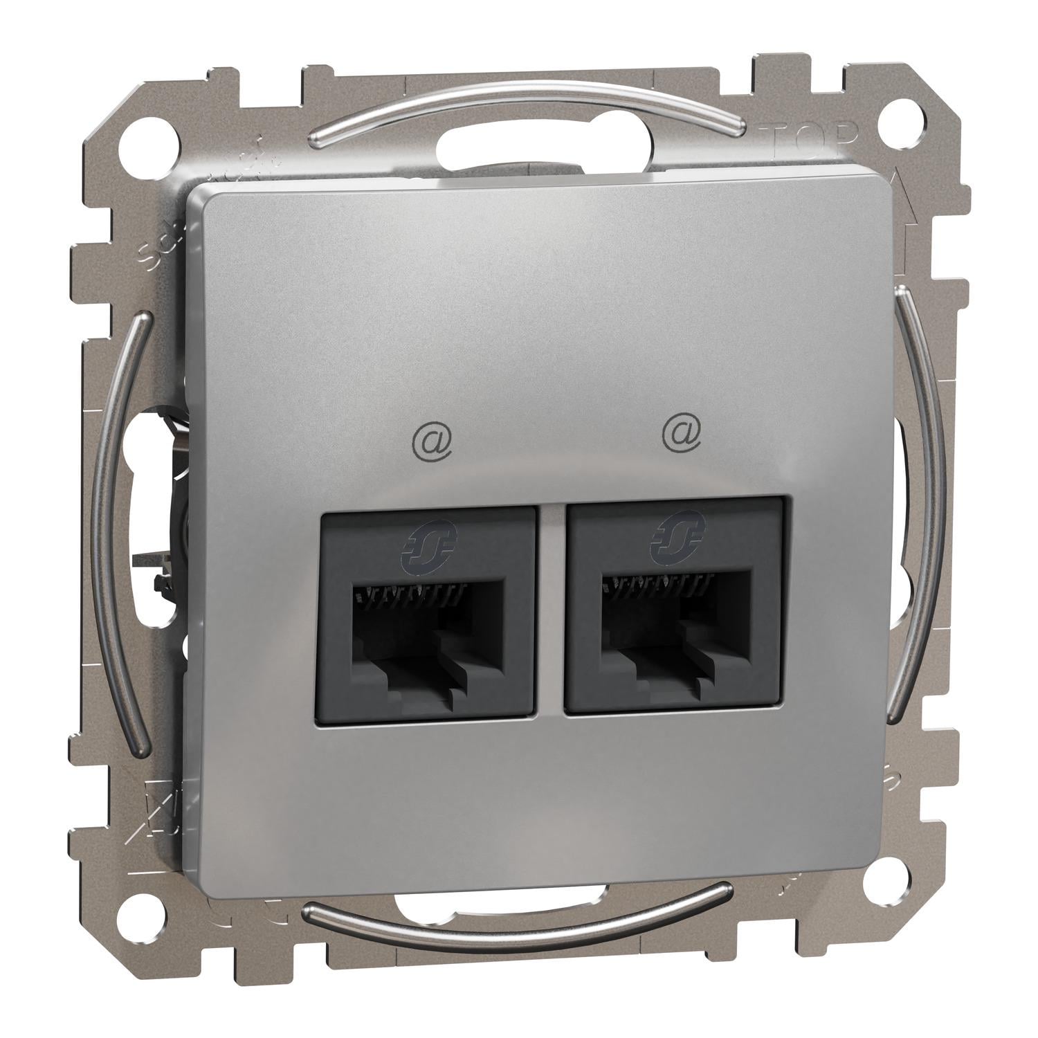 Розетка компьютерная двойная Schneider Electric Sedna Design RJ45 5Е UTP Алюминий (SDD113452)