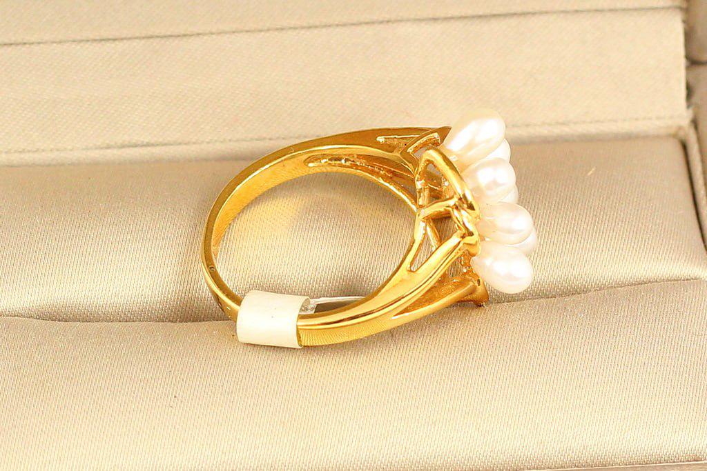 Кольцо Гроно малое с натуральными речными жемчужинами р. 19 Золотистый (28811429) - фото 2