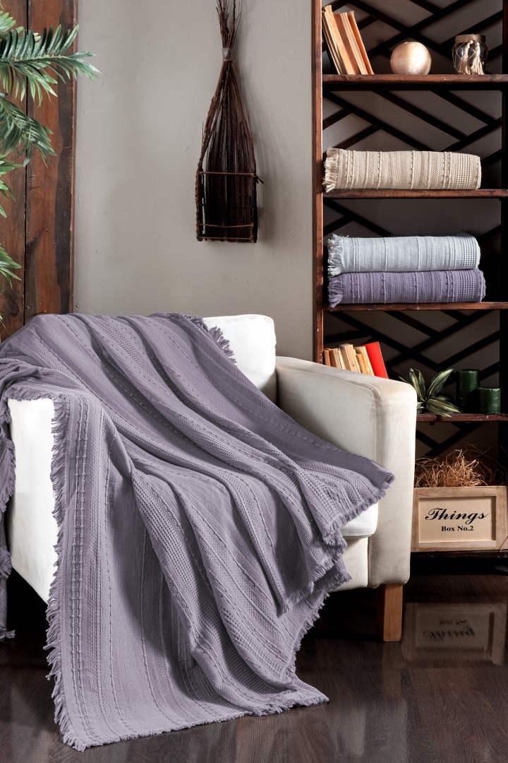 Покрывало на диван хлопковое евро Лаванда (В-A-turkish-001-06)