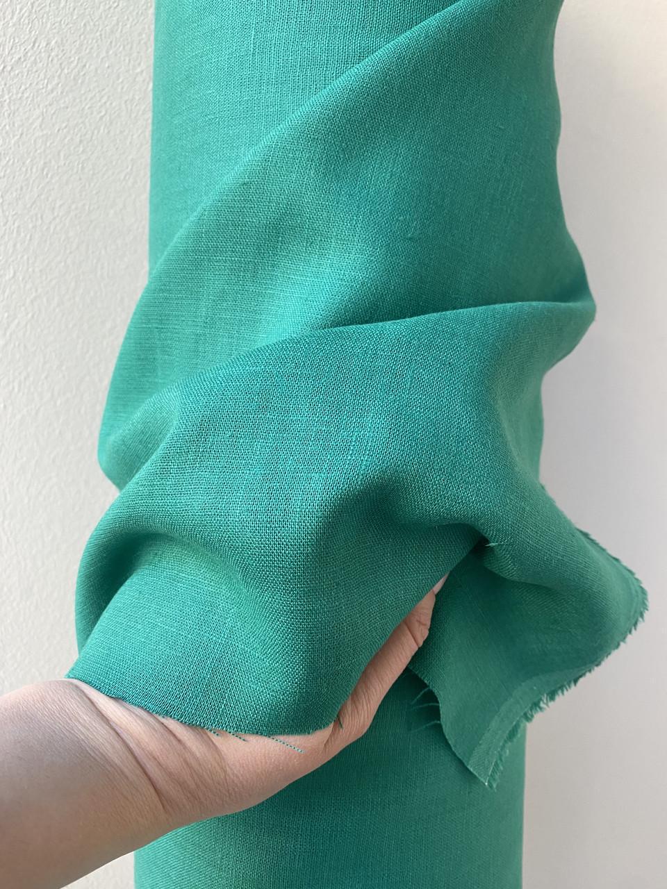Тканина костюмна LINEN PLUS 100% льон 143 см 1788 Зелений - фото 3 Тканина костюмна LINEN PLUS 100% льон 143 см 1788 Зелений - фото 3