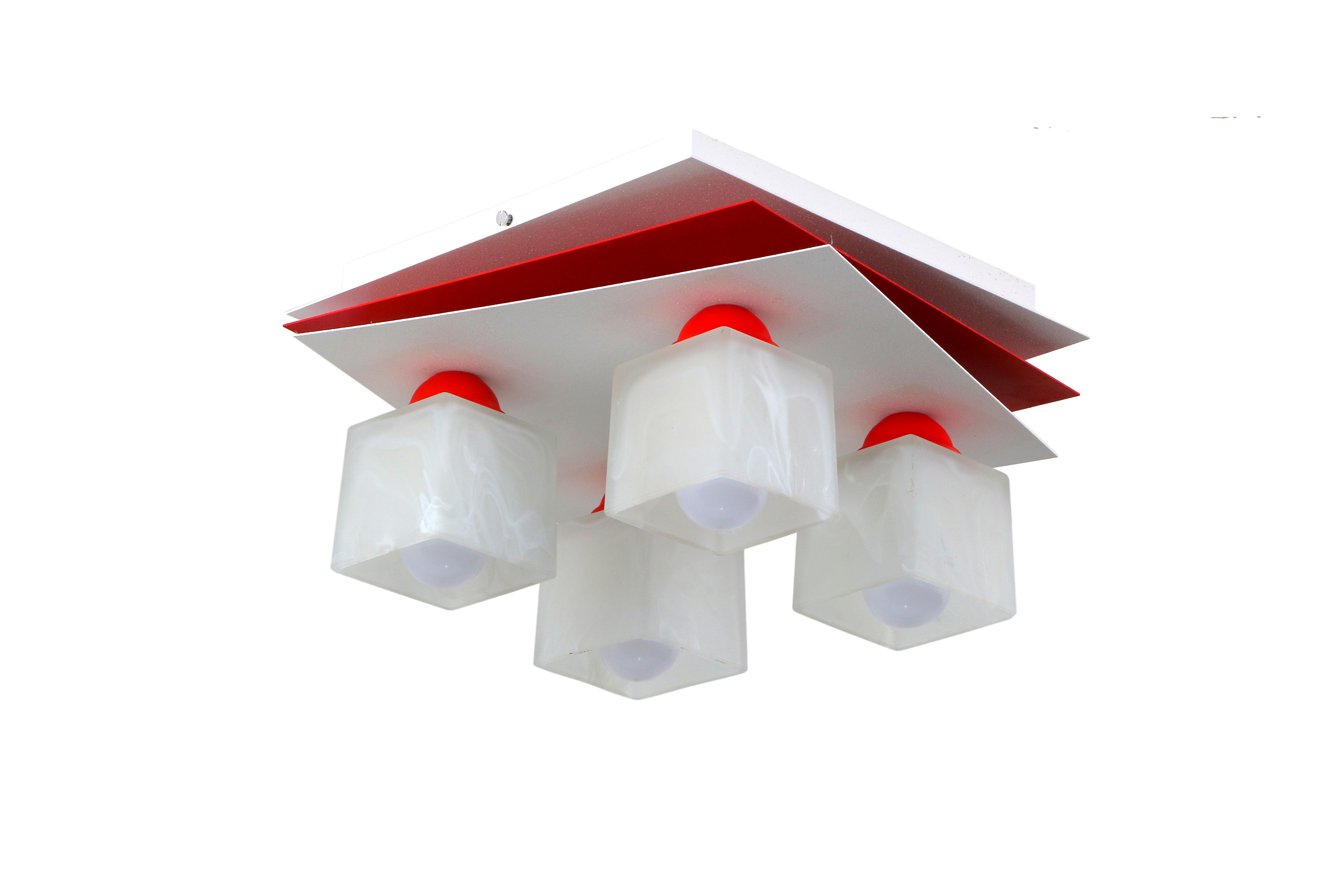 Люстра металлическая Sirius PR на 4 плафона Белый/Красный (1007/4)