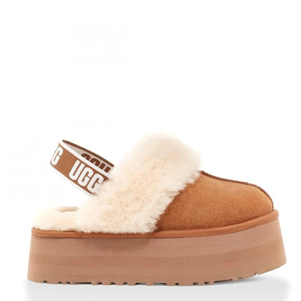 Сандалі УГГ жіночі на платформі замша UGG Funkette Slippers Platform Chestnut р. 37 Помаранчевий (13329)