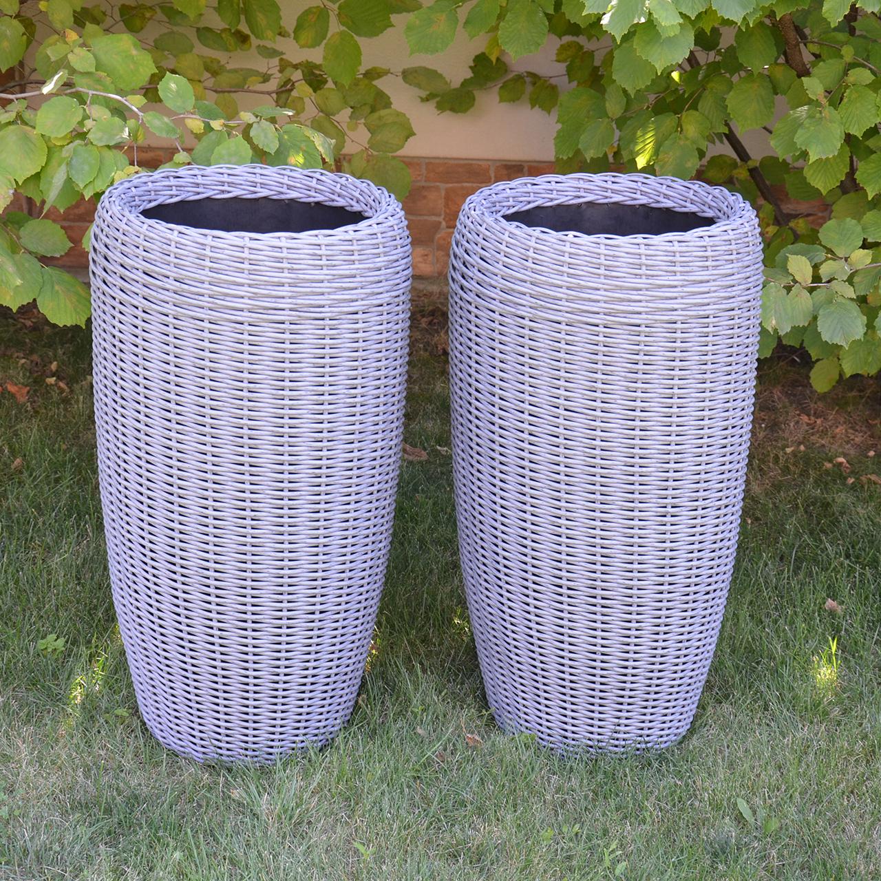 Кашпо високе для квітів та рослин з штучного ротангу/ручної роботи 20 л Сірий (24762850) - фото 3 Кашпо високе для квітів та рослин з штучного ротангу/ручної роботи 20 л Сірий (24762850) - фото 3