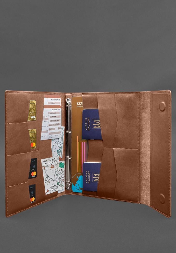 Папка шкіряна для документів сімейна А4 на сегрегаторі з файлами Світло-коричневий (A-028628) - фото 7 Папка шкіряна для документів сімейна А4 на сегрегаторі з файлами Світло-коричневий (A-028628) - фото 7