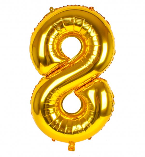Шарик Цифра "8" 100 см Золотой
