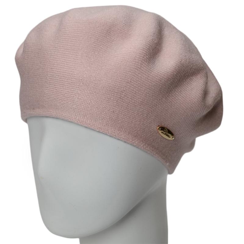 Берет женский двойной Novita Софи из вискозы теплый мягкий L р. 57-58 Бледно-розовый