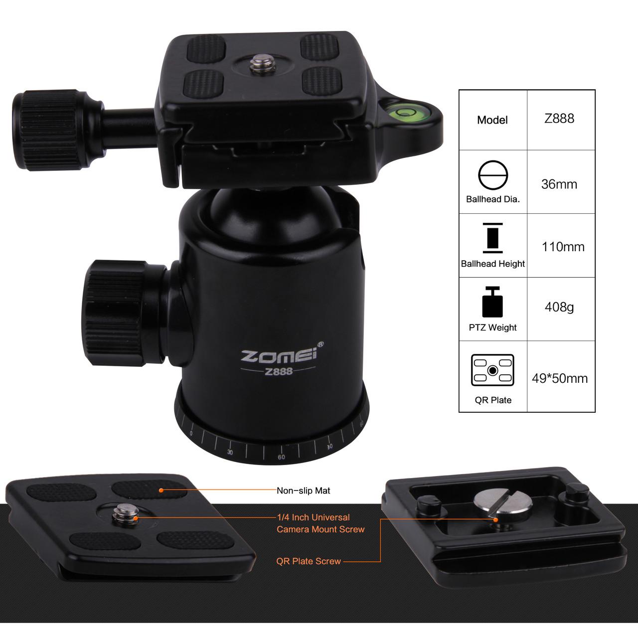 Штатив Zomei для фотоаппаратов Z888 со штативной головкой - фото 7 Штатив Zomei для фотоаппаратов Z888 со штативной головкой - фото 7