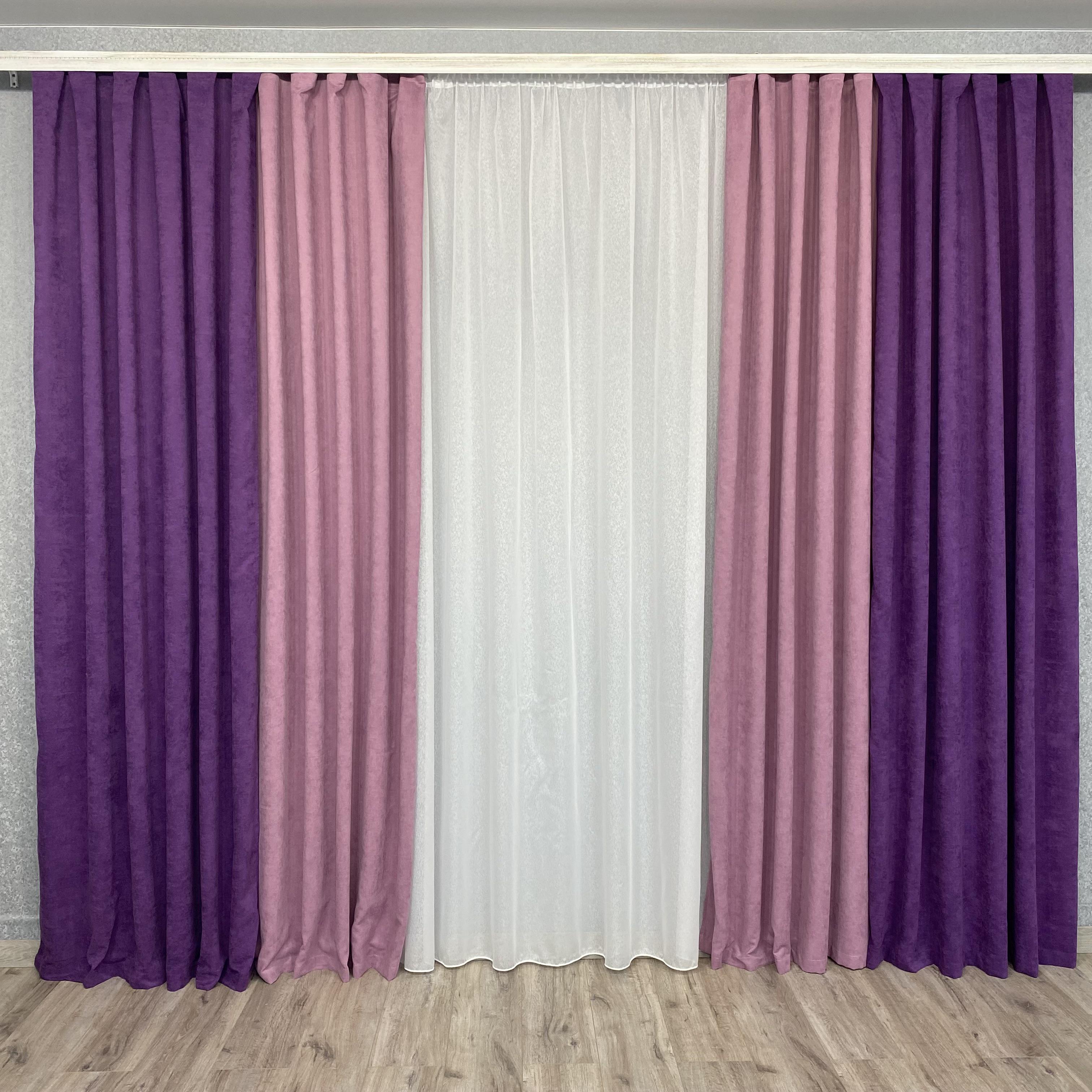 Штори мікровелюр TG Home Дует №450 1,50х2,70 м Фіолетово-рожевий (450-98/110) - фото 9