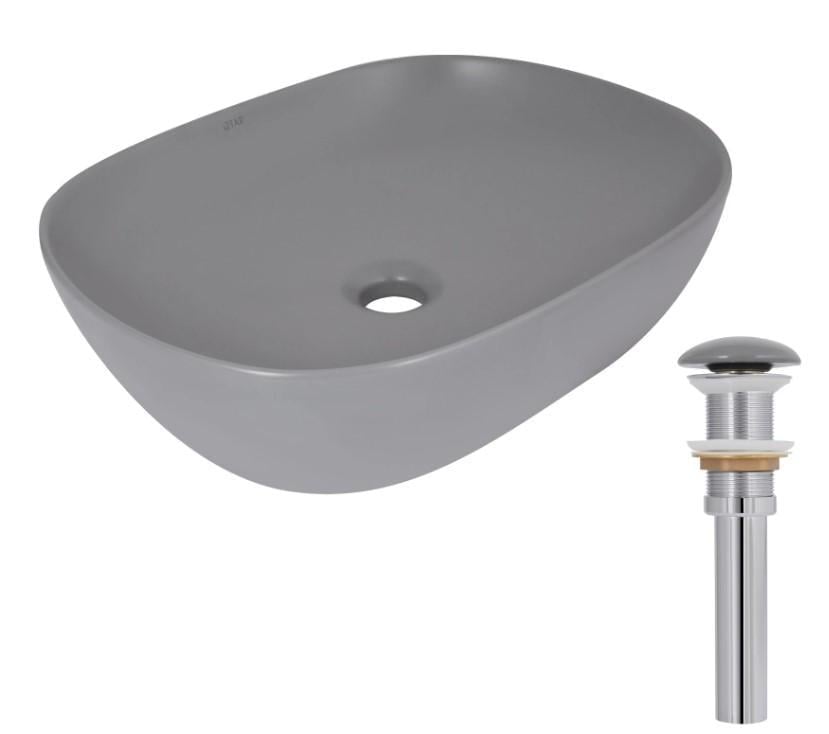 Раковина накладная прямоугольная Qtap Aquarius с донным клапаном Stone Grey (QTAQA188SG49780)