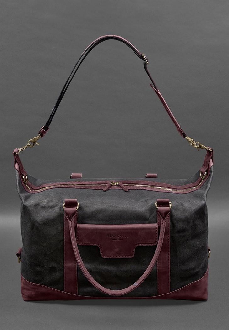 Дорожня сумка з канвасу та натуральної шкіри Crazy Horse Бордовий (A-028162) - фото 4 Дорожня сумка з канвасу та натуральної шкіри Crazy Horse Бордовий (A-028162) - фото 4