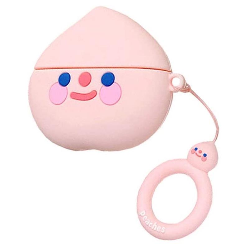 Футляр силіконовий Epik Smile Fruits series для навушників AirPods 1/2 з кільцем Peach 2 (00000031657_12)