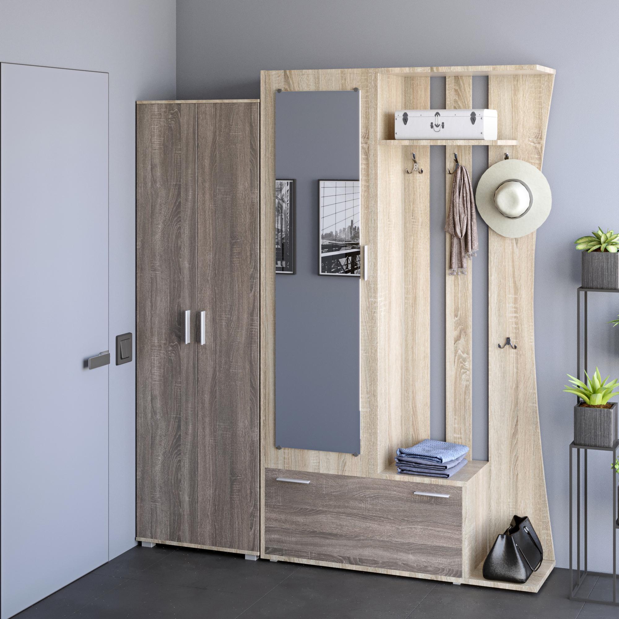 Передпокій Авео-2 Еверест з орною шафою ШП-1 Сонома/Трюфель (DTM-2662)