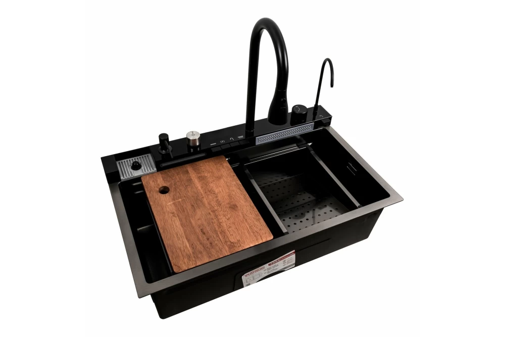 Мойка для кухни Platinum Handmade PVD Водопад М 75х45 см Черный (374776) Мойка для кухни Platinum Handmade PVD Водопад М 75х45 см Черный (374776)