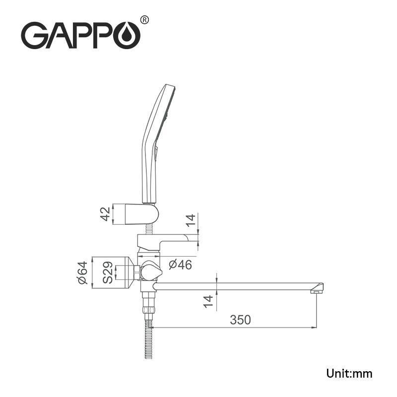 Змішувач для ванни Gappo G2203-6 Чорний/Хром (1044882) - фото 6