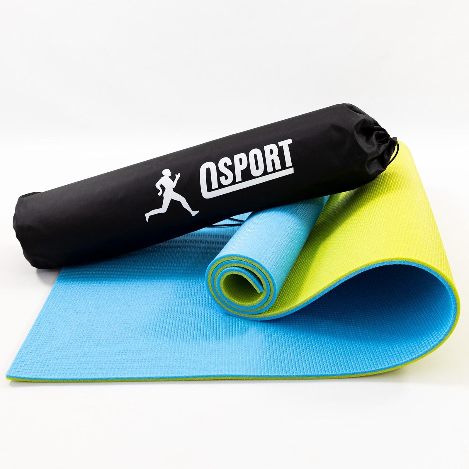 Коврик для йоги и чехол OSPORT n-0008 Спорт 8 мм Салатовый/Голубой (21470)