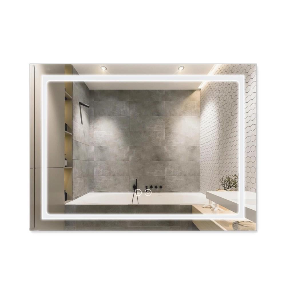 Комплект для ванної з LED-дзеркалом 800х600 мм Touch з антизапотіванням/йоржик і тримач рушників Qtap