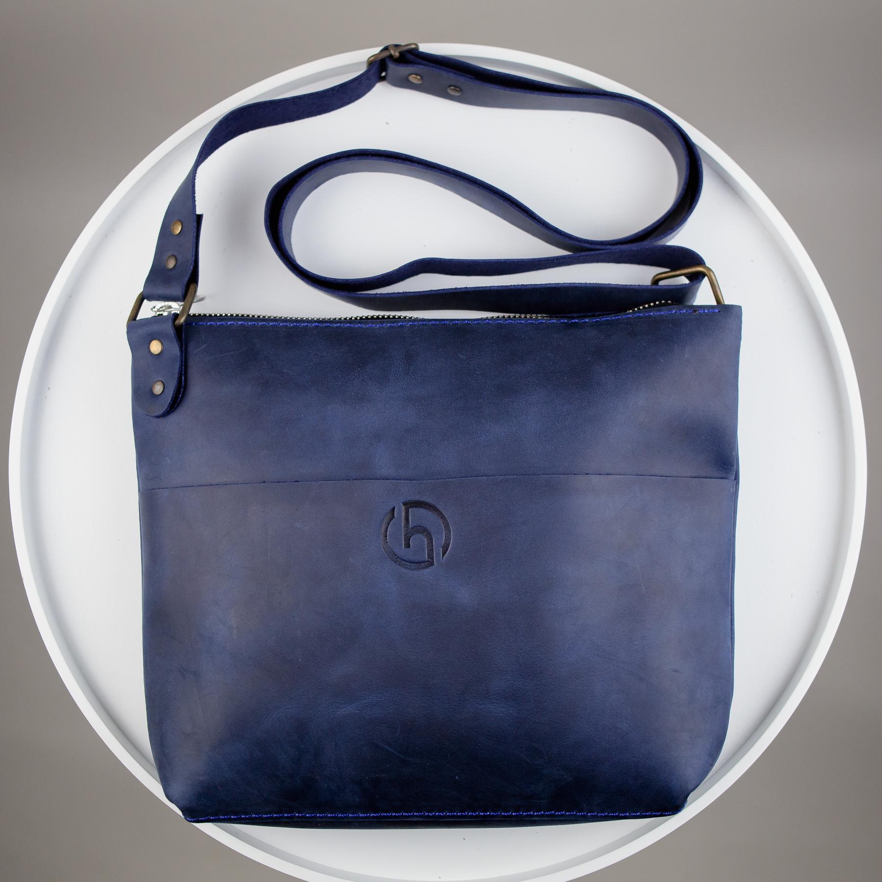 Сумка-мессенджер Skill Crazy Horse из натуральной кожи Синий (SH104)