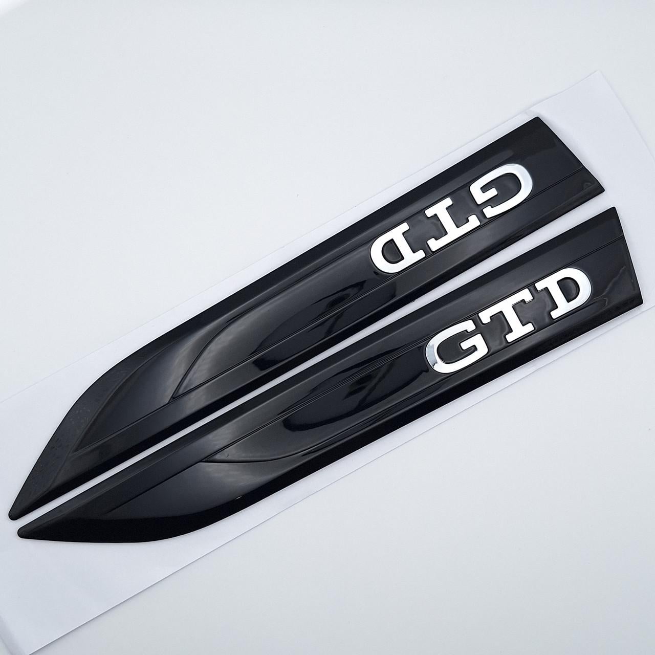Эмблема на крылья GTD Volkswagen ABS 20х2,9 см Черный/Хром глянцевый (2503609544)