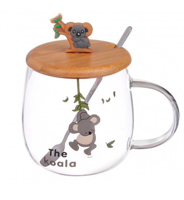 Чашка керамическая The koala с ложечкой и крышечкой 480 мл