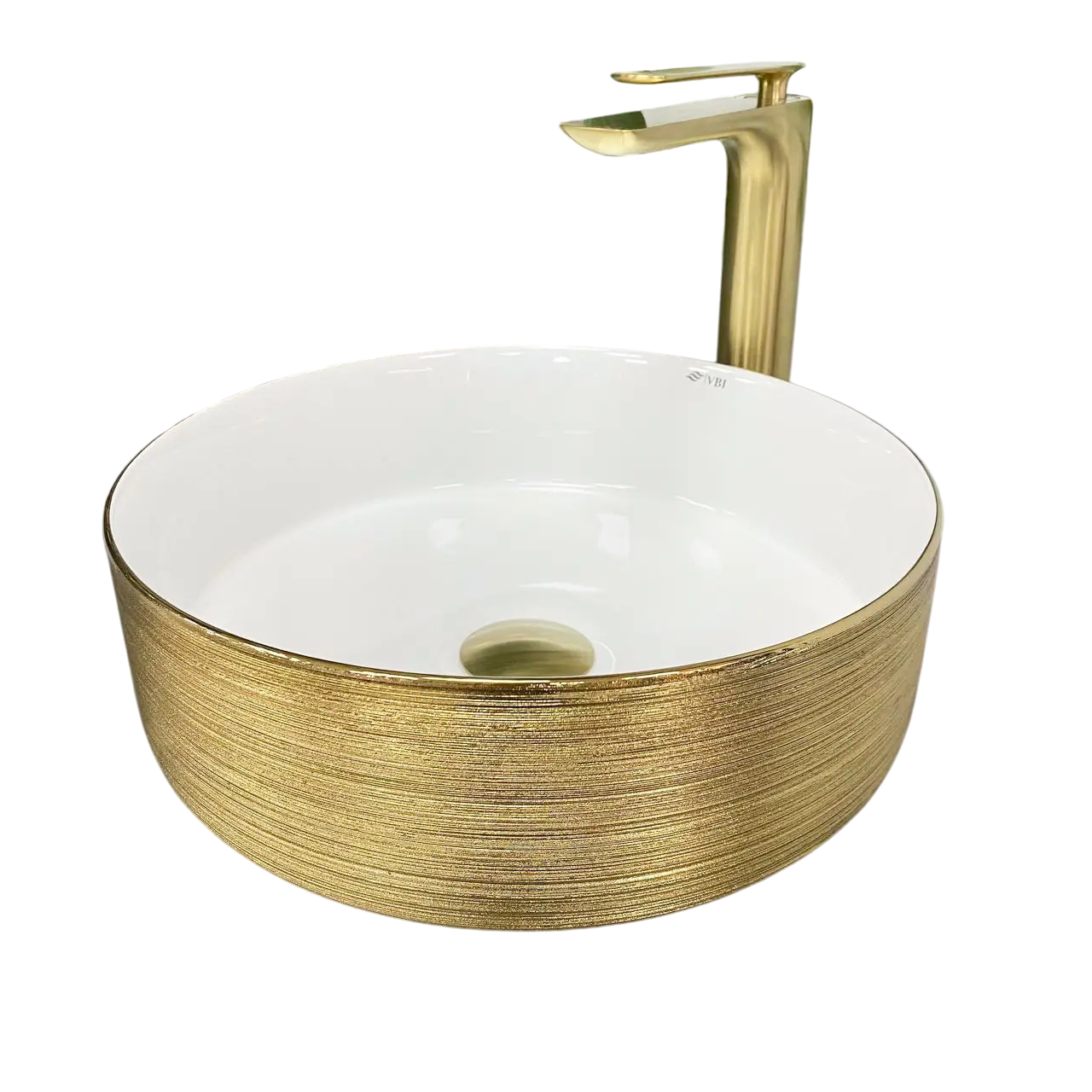 Раковина накладная VBI Prato Gold White 360 мм круглая Золотой матовый (RM-VBI-011408)