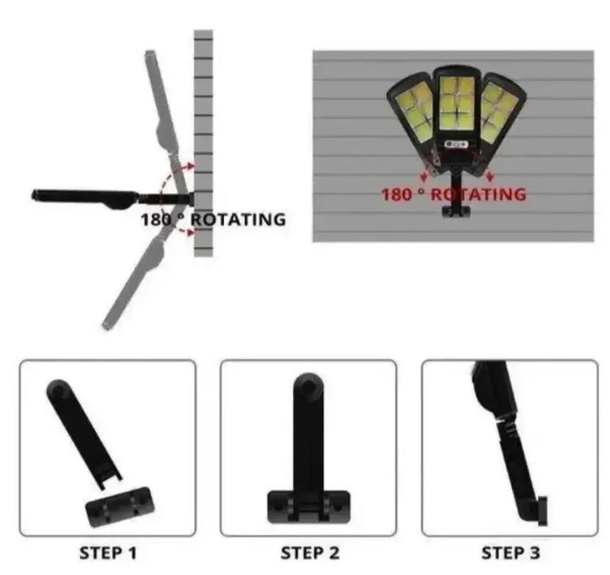Ліхтар із сонячною панеллю на стовп із датчиком руху та пультом Solar Light 6COB (18166050) - фото 6