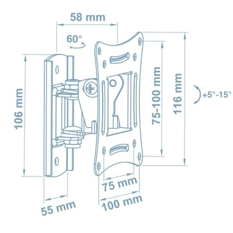 Кріплення для телевізора Walfix R-243B настінний 14-29" (tf2355) - фото 5 Кріплення для телевізора Walfix R-243B настінний 14-29" (tf2355) - фото 5