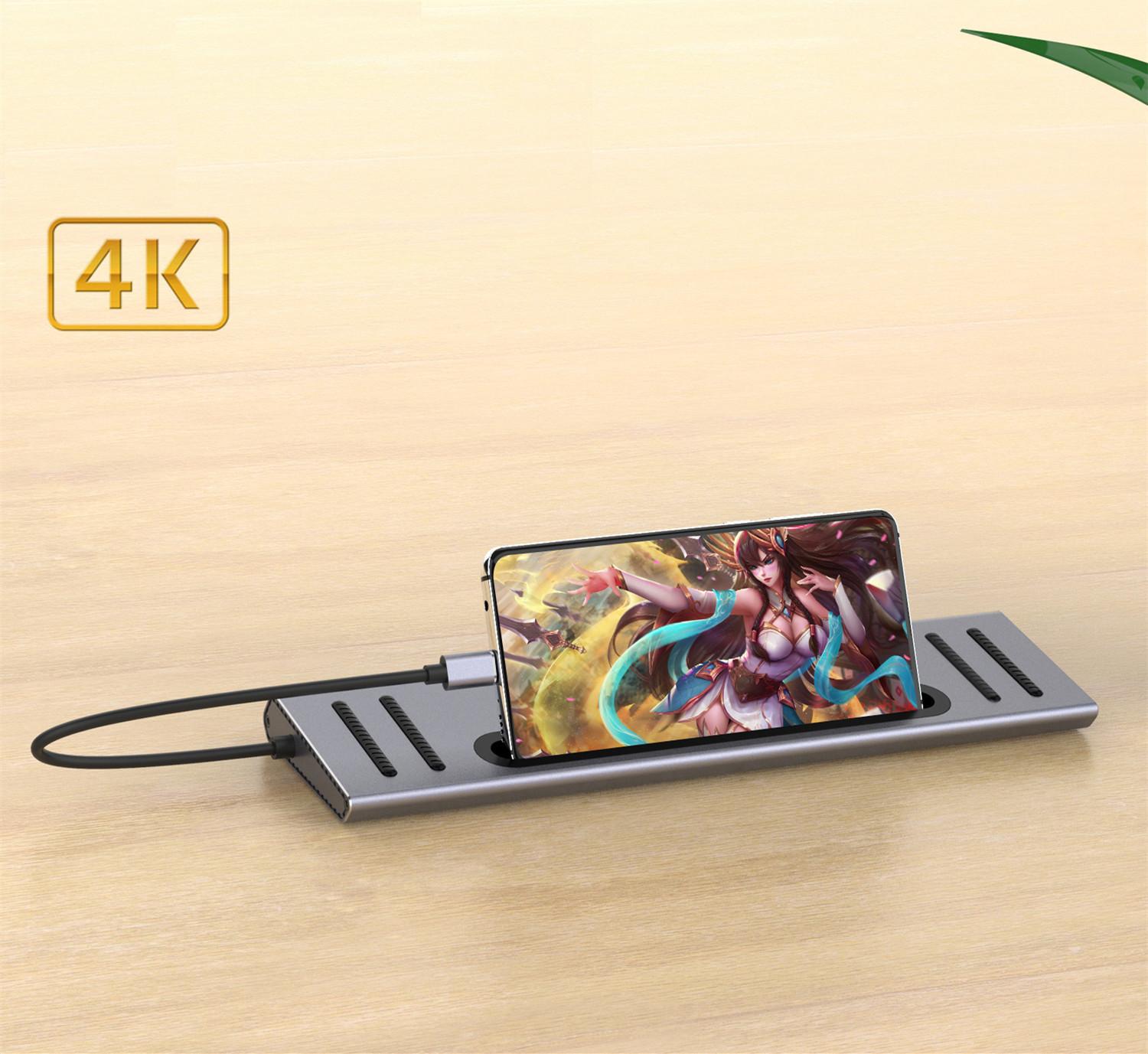 Док станция XOKO AC 1200 USB C 2х HDMI/4xUSB 3,0/2xUSB C PD 3,0/RJ45/SD/MicroSD/AUX 3,5 мм с двухсторонним охлаждением 12в1 - фото 4