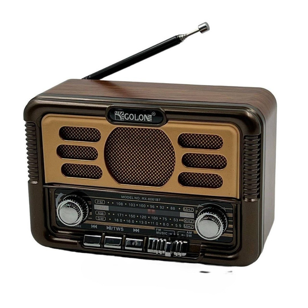 Радіоприймач акумуляторний Golon RX-6061BT з Bluetooth та USB/SD Коричневий (ML-04457)