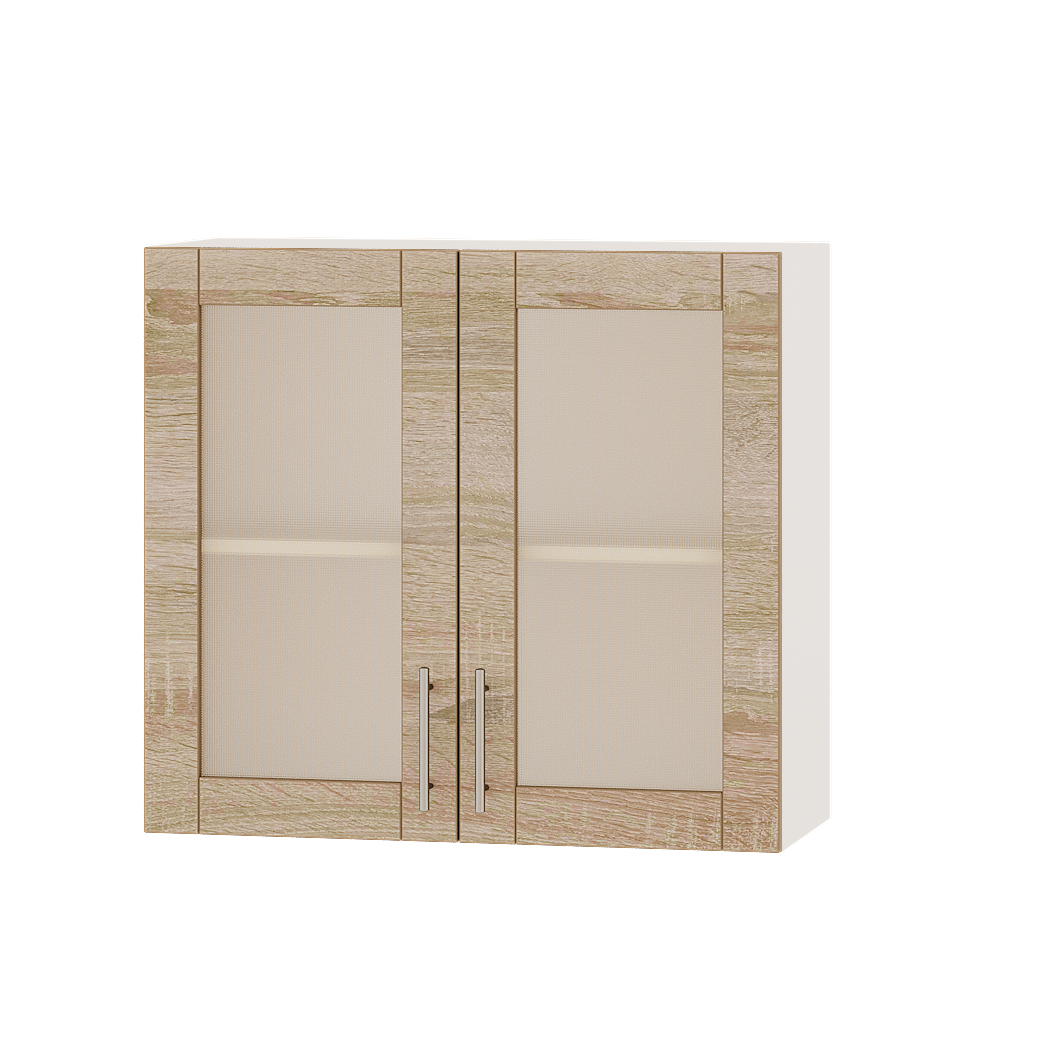 Шкаф верхний Эверест Оптима модуль Верх витрина ВВ10-800 80х30х72 см Дуб Сонома/Белый (01290)