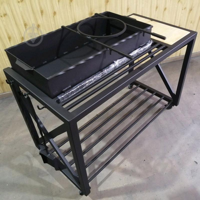 Мангал кованый со столиками и съемной жаровней на колесиках GoodsMetall М36