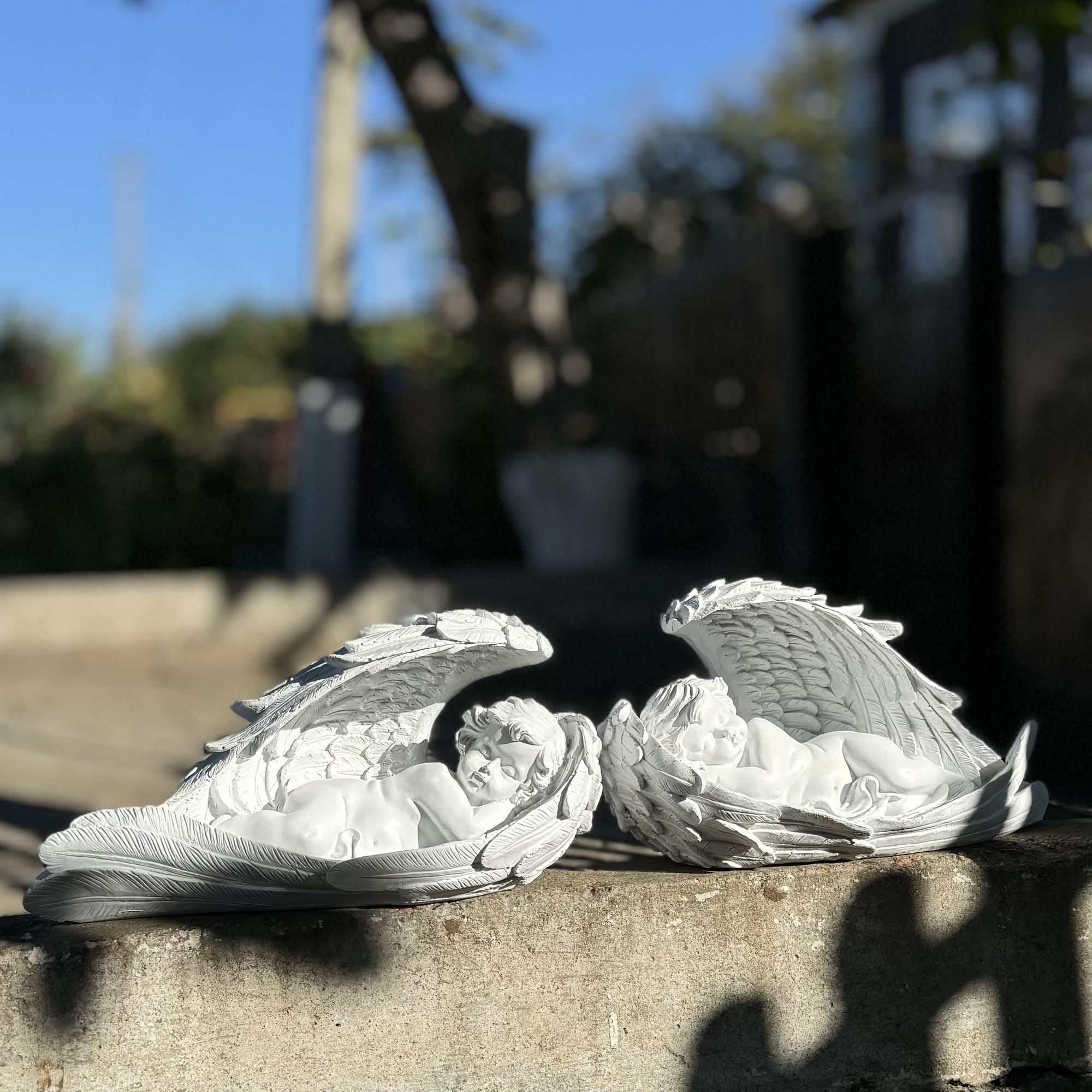 Комплект садових фігур Пара лежачих янголів на крилі (22093810) - фото 3 Комплект садових фігур Пара лежачих янголів на крилі (22093810) - фото 3