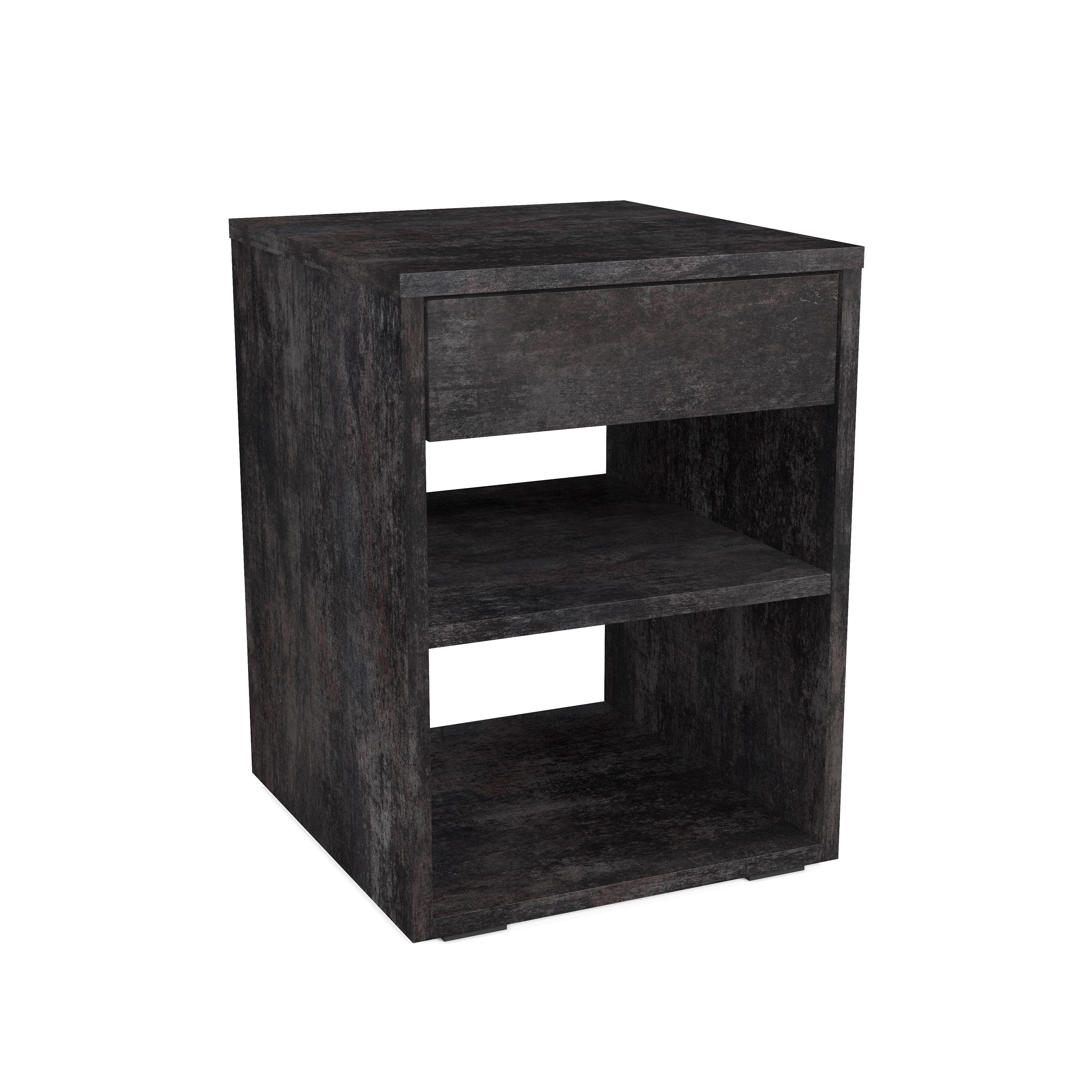 Тумба прикроватная Moreli Mali FM-0001 с ящиком и открытой полкой 380х490х360 мм Бетон темный (fm-0001-bet-dark)