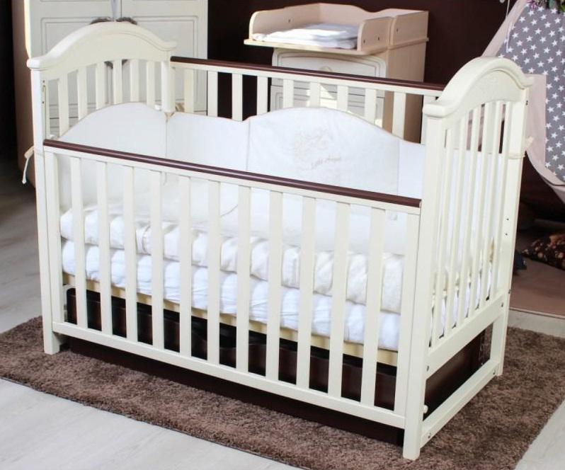 Ліжечко Twins iLove L100-L-27 з ящиком та рухомою боковиною Бежевий/Коричневий (L100-L-27)
