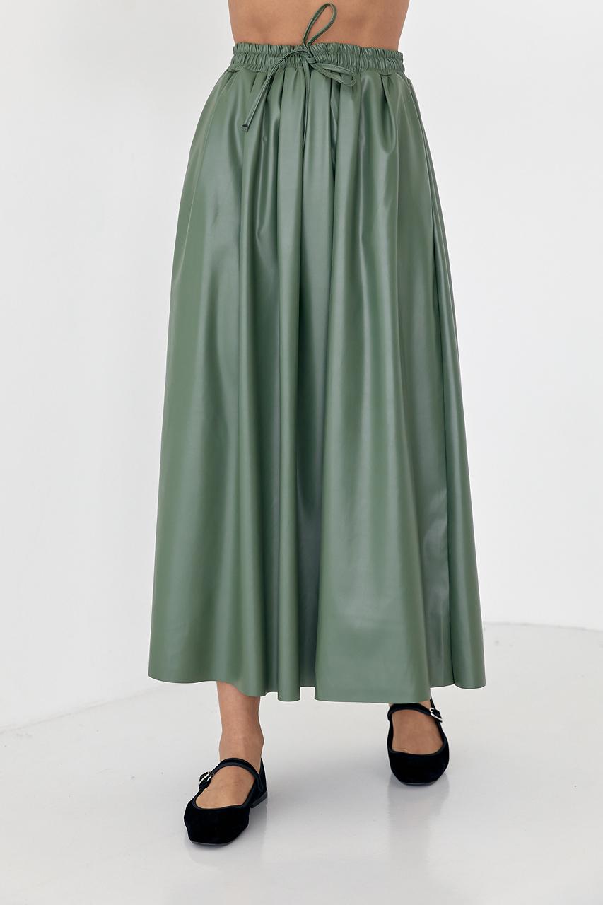 Юбка фасона полусолнце из эко кожи M Хаки (12561695)